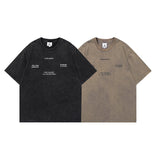 Men T Shirt Worn Looking Washed-out Letter Print Short-Sleeve T-shirt