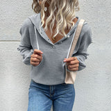 Women Knitted Sweater Autumn Long Sleeve Hooded Knitted Sweater