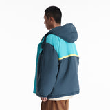 Unisex Winter Cotton Coat Winter Color Contrast Patchwork Hooded Cotton Coat