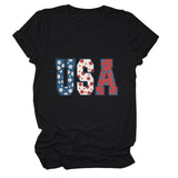 T-shirt usa flower print personalized short-sleeved top