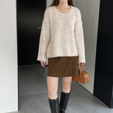 Women Knitted Two-Piece Set Jia Woven Long Sleeve round Neck Shawl Two-Piece Sweater