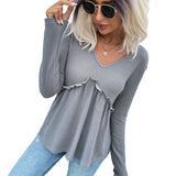 Women Knitted Sweater Autumn Long Sleeve Solid Color Bottoming Sweater
