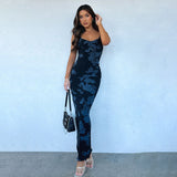 Women Dresses Spring Slim-Fitting Dress Vintage Printed Suspender Skirt (Csm202403)