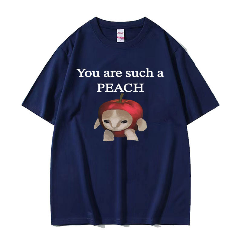 Funny Apple Cat Meme T-Shirt You Are Such A Peach Print