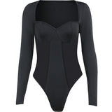 Women Jumpsuit Autumn Sexy Square Collar Long Sleeve Jumpsuit