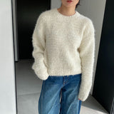 Women Winter Knitted Sweater round Neck Sweater Winter Cross Knitted Loose-Fitting Long Sleeve Sweater 1t2303