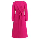 Women Date Dress Sexy Pleated V-neck Dress