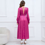 Women Date Dress Autumn and Winter V-neck Bubble Long Sleeve Dress