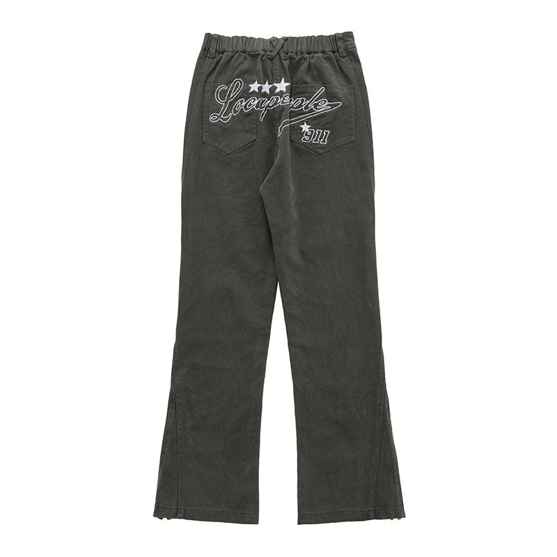 Women Sweatpants Casual Straight-Leg Casual Pants Letter Embroidery Side Zipper Men's and Women's Trousers