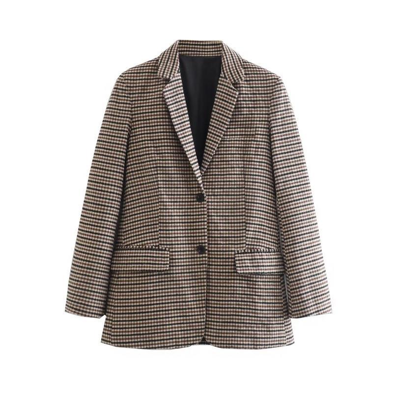 Women Suits Houndstooth Suit Jacket Autumn and Winter Retro Small Suit