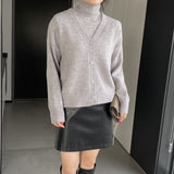 Women Knitted Two-Piece Set Turtleneck Vest Cardigan Knitted Two-Piece X3050