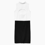 Women Dresses Turtleneck Hollow Dress Sleeveless Skirt