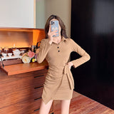 Women Maxi Dress Autumn Long Sleeve Slim Fit Sheath Dress
