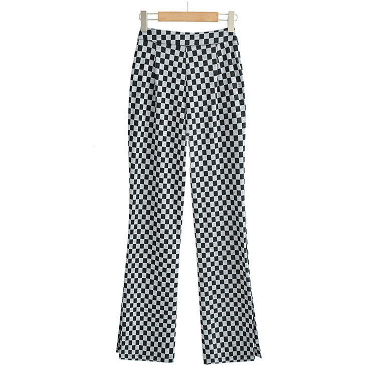 Women Sweatpants Autumn Leisure Checkered Trousers