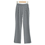 Women Sweatpants Autumn Leisure Checkered Trousers