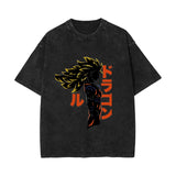 Washed vintage short-sleeved T-shirt oversize
