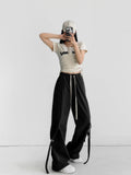 Women Sweatpants Overalls Retro Loose Wide-Leg Pants Sweatpants