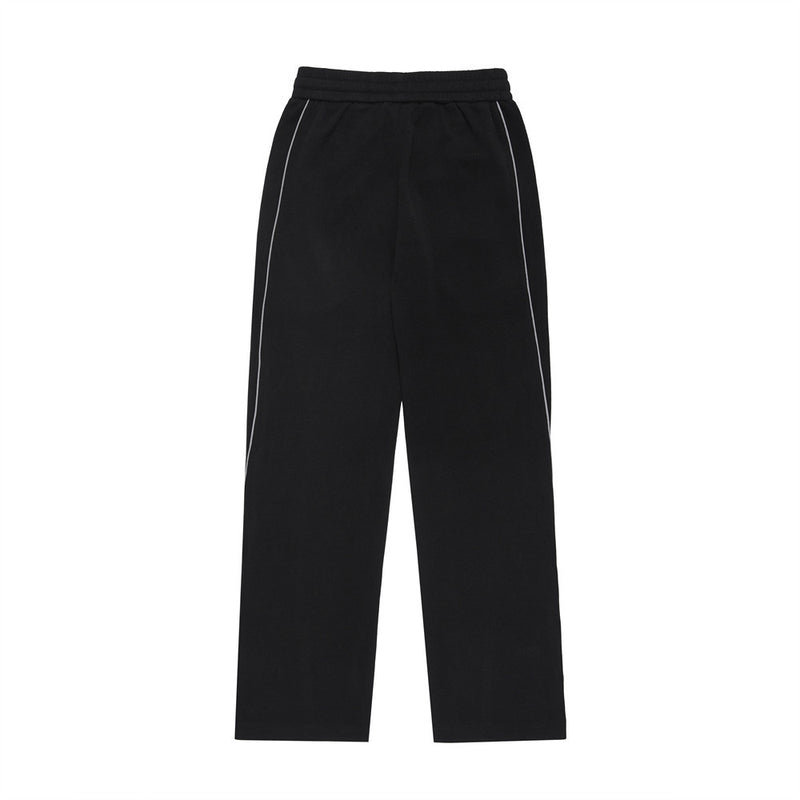 Men Sweatpants Stitching Contrast Color Casual Pants Loose Track Pants Drawstring Elastic Waist Straight-Leg Wide-Leg Pants