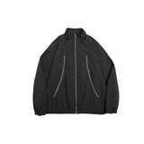 Unisex Jacket Vintage Zipper Stand Collar Coat for Men and Women Same Style Loose-Fitting Workwear Jacket