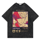 Washed retro T-shirt printed graphic casual cotton summer short sleeves
