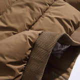 Unisex Winter Cotton Coat Color Letter Print Stand-up Collar Cotton-Padded Clothes Vintage Loose and Warm Cotton Jacket