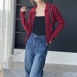 Women Cardigan Sweater Autumn Sweater Coat Casual Long Sleeve Zipper Knitted Top Polo Collar Women's Cardigan 8t8269