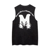 Women Vest Ripped Necklace Sleeveless T-shirt Men's and Women's Punk Vest