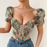 Women Party Tops Sexy Backless Puff Sleeve Camisole