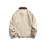 Unisex Jacket Retro Multi-Pocket Workwear Coat Loose Casual Polo Collar Jacket