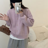 Women Knitted Cardigan Autumn and Winter round Neck Casual Sweater Coat