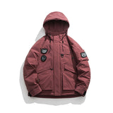Unisex Winter Cotton Coat Three-Dimensional Pocket Hooded down Jacket Retro Workwear down Jacket