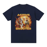 Active Shooter Funny Basketballer Meme Graphic T-shirt Men