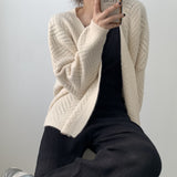 Women Cardigan Sweater Hollow-out Knitted Cardigan Coat Vintage Top for Women 8t3083