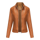 Red Leather Jacket Spring and Autumn Hooded Leather Coat Women's Detachable Hat Windproof Jacket