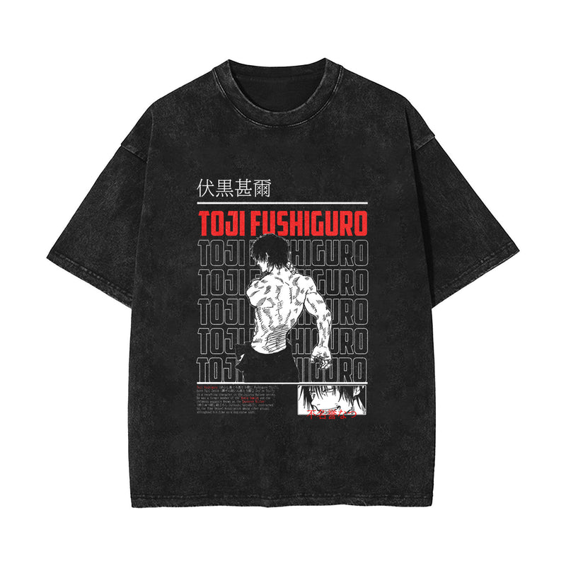 Anime Washed Retro Short Sleeve T-Shirt