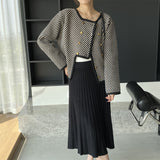 Women Cardigan Sweater Zebra Striped Coat Autumn Square Collar Top 2t375