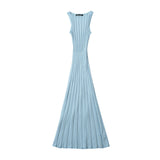 Women Dresses Summer round Neck Sleeveless Knitted Dress (Xds0414)