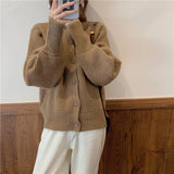 Women Knitted Cardigan Autumn and Winter Loose Vintage Sweater Cardigan Top