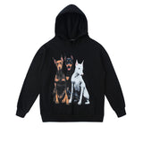 Men Hoodie Hip Hop Retro Doberman Pinscher Hooded Sweater