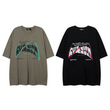 Men T Shirt Summer Alphabet Graffiti Print Distressed Short Sleeve T-shirt