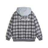 Unisex Winter Cotton Coat Winter Vintage Plaid Hooded Letters Baseball Uniform Jacket