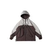 Unisex Jacket Vintage Color Matching Hooded Hooded Jacket Men's Jacket Coat