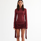 Women Dresse round-Neck Long-Sleeved Dress Skirt