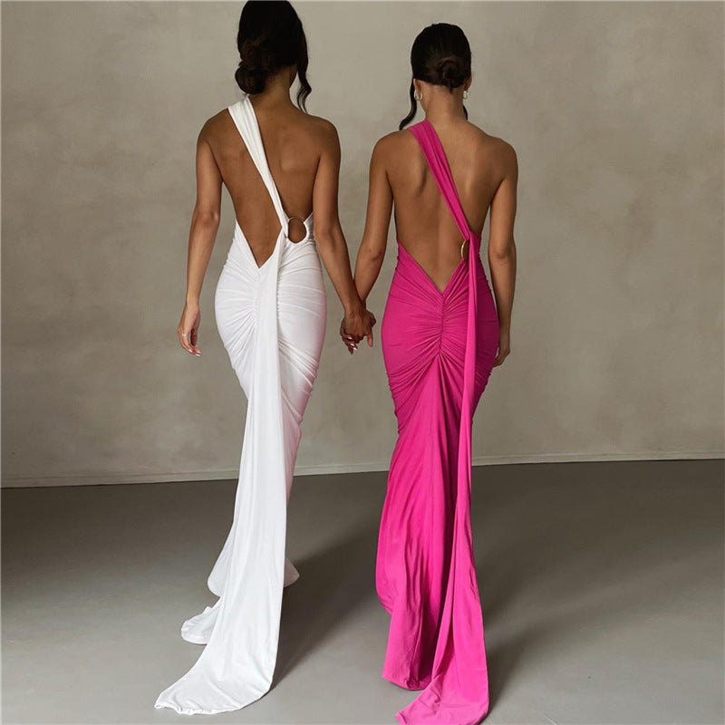 Women Dresses Summer Sexy Backless Sheath Slim-Fit Evening Dress Dress (Bla0420)