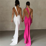 Women Dresses Summer Sexy Backless Sheath Slim-Fit Evening Dress Dress (Bla0420)