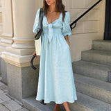 Women Dress Light Blue Dress Loose Casual Dress