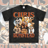 Mens Vintage Boxer T-Shirt Chris Bumstead Printed Short Sleeve T-Shirt Vintage Washed Loose