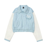 Women Jacket Striped Color Contrast Short Jacket