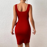 Women Dress Summer Sexy Sheath Sleeveless Knitted Beach Dress