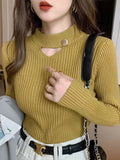 Women Knitwear Autumn and Winter Hollow round Neck Sweater